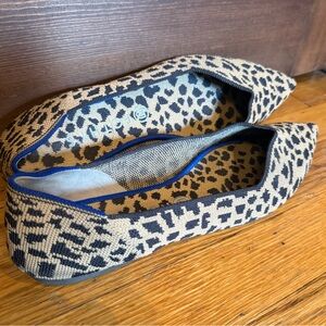 Rothy's Leopard Print Beige and Black Pointed Flats